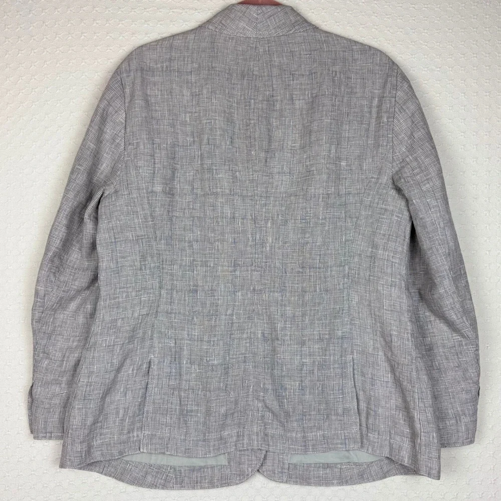 Poetry Linen Glen Plaid Check Blazer Professional Women US 14 EU 46 Quiet Luxury